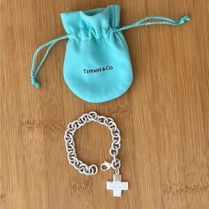 Tiffany & Co. 2003 Atlas Cross Sterling Silver Link Bracelet 7.5